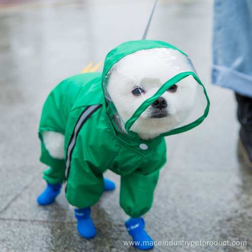 Waterproof polyester dinosaur four-legged coat pet raincoat